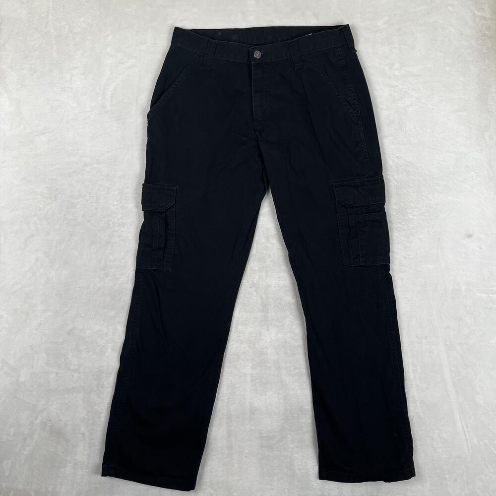 Wrangler Cargo Pants Mens 32x30 Black Regular Fit Canvas Utility Pockets Casual